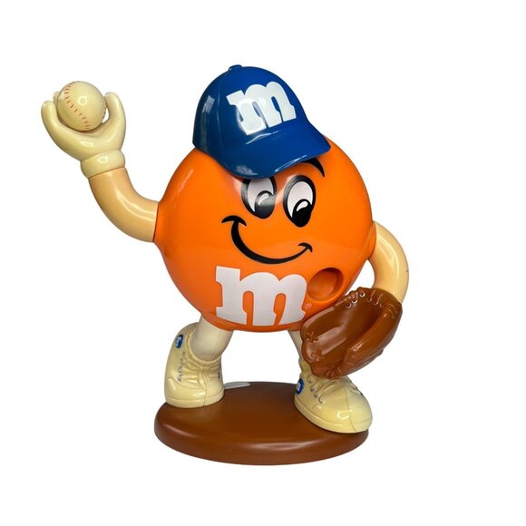 M&M Candy Dispenser Baseball Player Orange Glove Ball Collectible - Picture 1 of 12